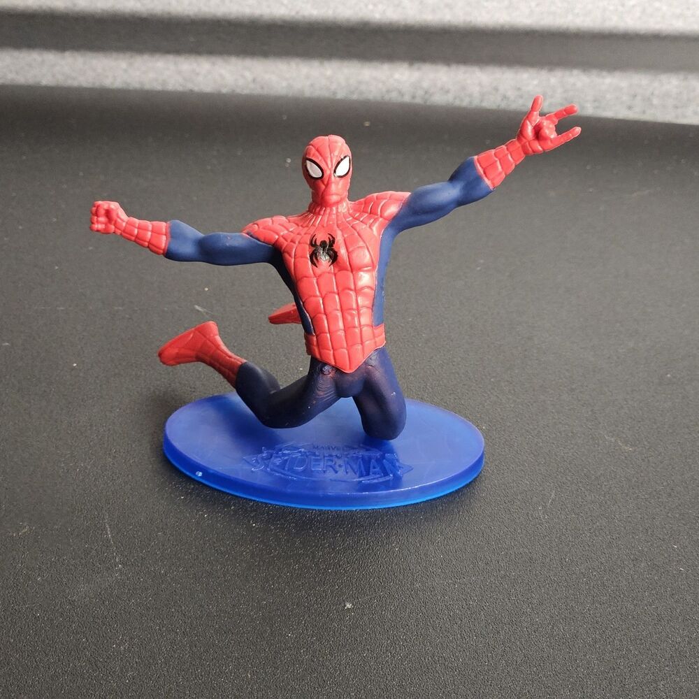 Spider-Man 3" PVC Mini Figure Web Shooting Pose w/ Base Marvel NEW Cake...